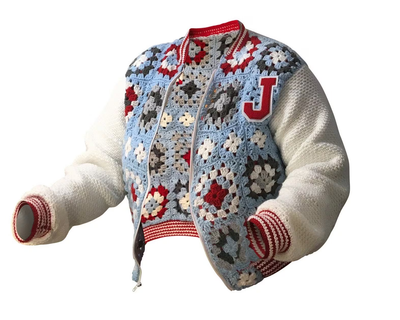 Granny Square Letterman Jacket Crochet Pattern