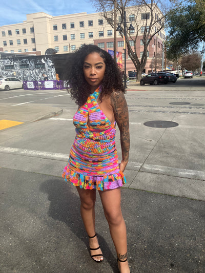 Graffiti Convertible Halter Mini Dress Crochet Pattern