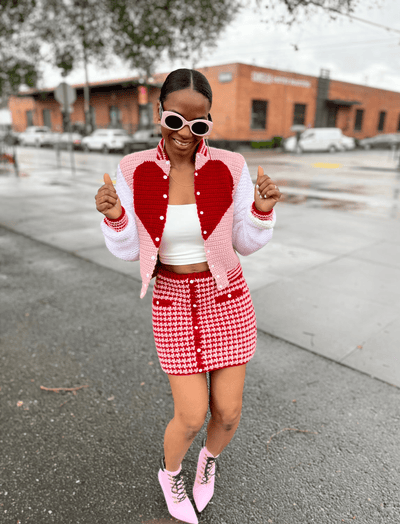 Cropped Sweetheart Varsity Jacket Crochet Pattern