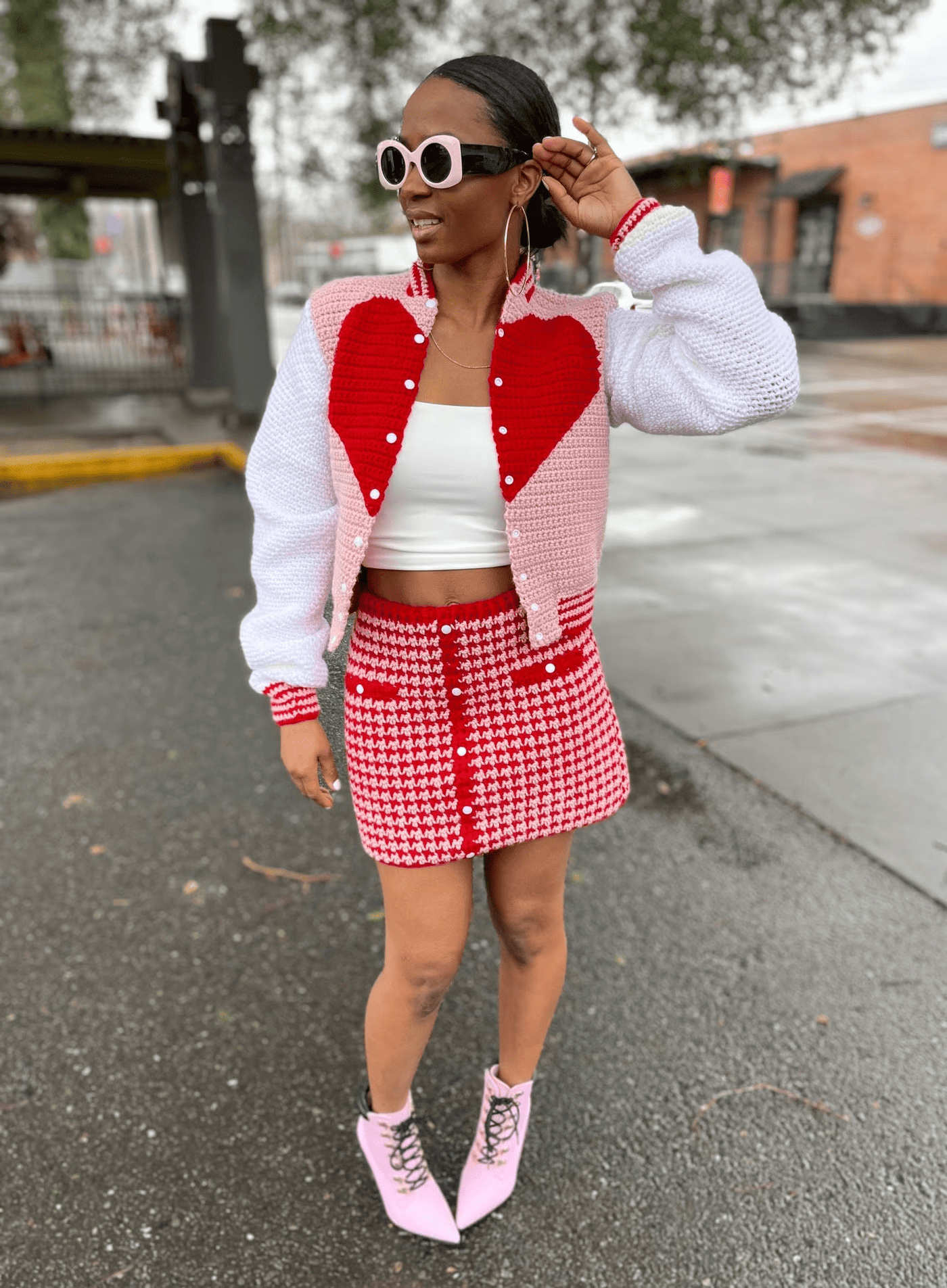 Cropped Sweetheart Varsity Jacket Crochet Pattern