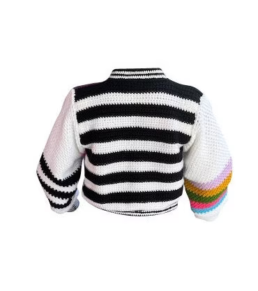 Cropped Striped Varsity Jacket Crochet Pattern